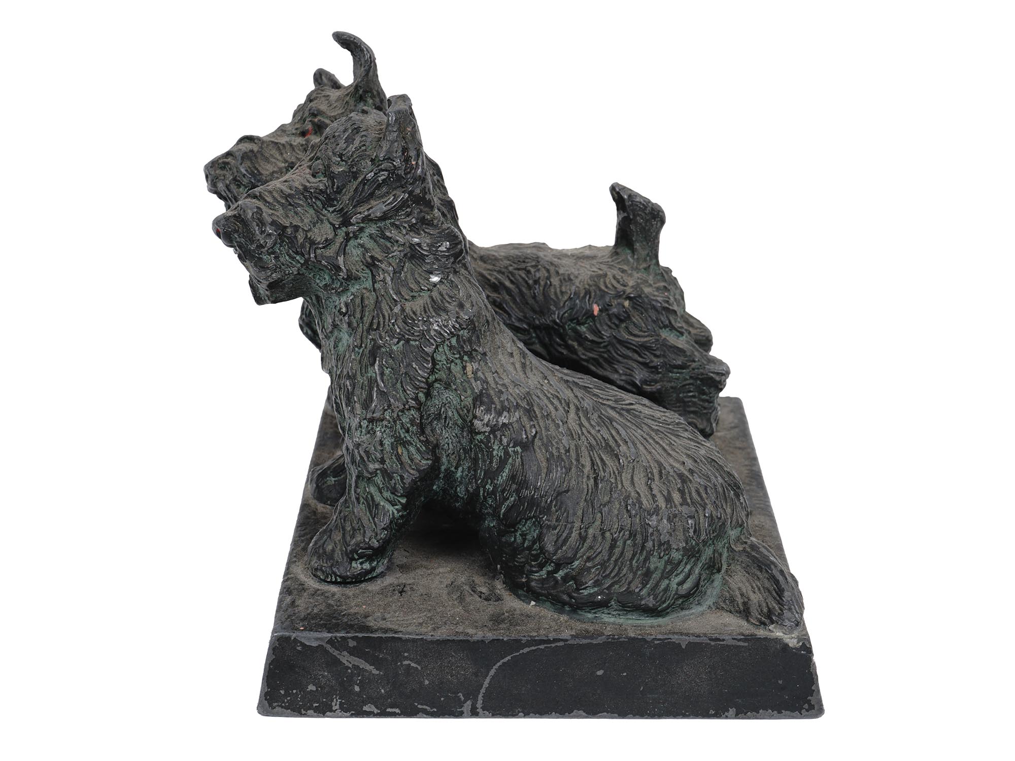 BRONZE PATINATED ALLOY FIGURE OF TERRIER DOGS PIC-4